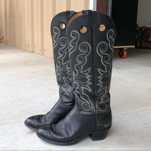 Hondo Black Leather Cowboy Boots Sz 6 D